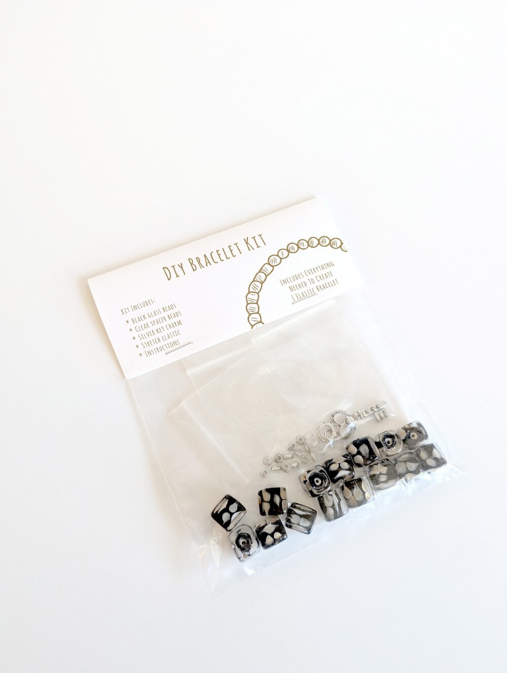 DIY Charm Beaded Bracelet Jewelry Making Kit - Black